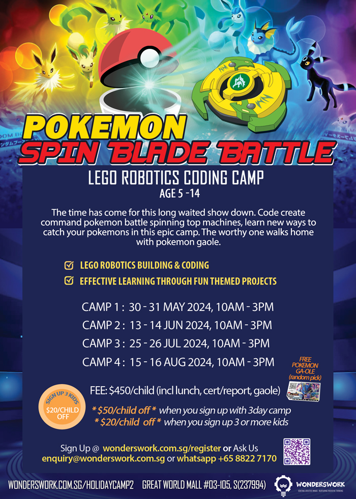 Minecraft X Pokemon VS Zombies STEAM Lego Robotics Coding Easter School Holiday Camp March to April 2024 for Age 5 to 14