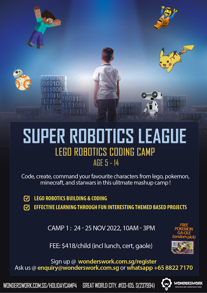 Super Robotics League Lego Robotics Coding STEAM School Holiday Technology Winter Camp November - December 2022 for Age 5 to 14